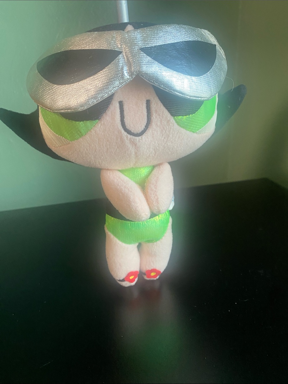 Vintage 2000s Powerpuff Girls Buttercup Plush Applause Cartoon Network Goggles